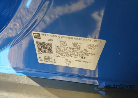 2025 Chevrolet Equinox Fwd Activ from USA, damaged, VIN 3GNAXKEG3SL158511